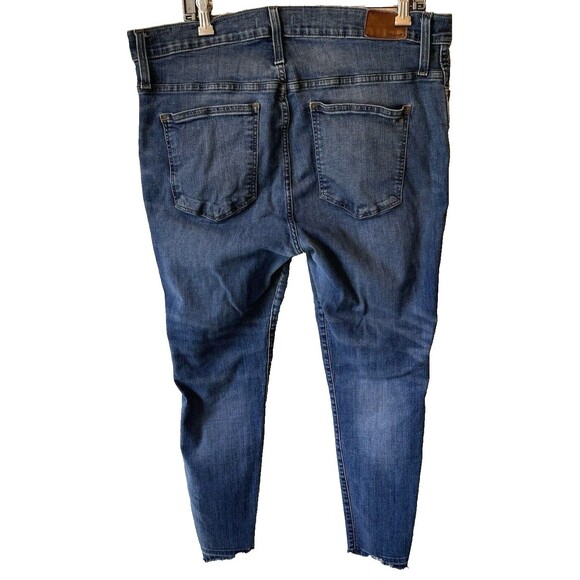 Madewell Jeans Distressed Size 34P 10" High Rise Skinny Blue Raw Hem - Picture 5 of 16